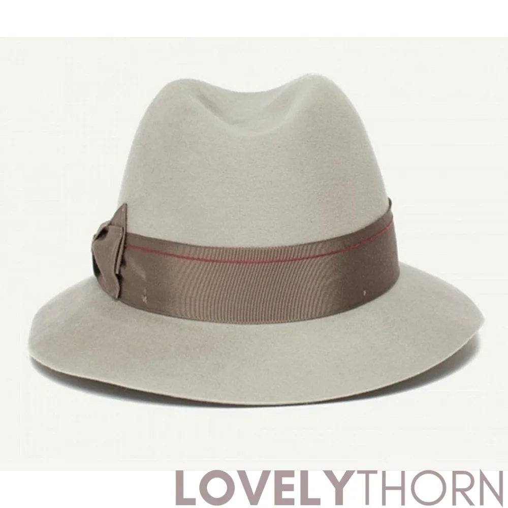 GOORIN BROS // ltd ed bourbon rocks grey-bone fedora-cloche grosgrain ribbon